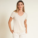Womens Tyler V Neck Tee WKTP0012 Bone