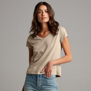 Womens Tyler V Neck Tee WKTP0012 Stone