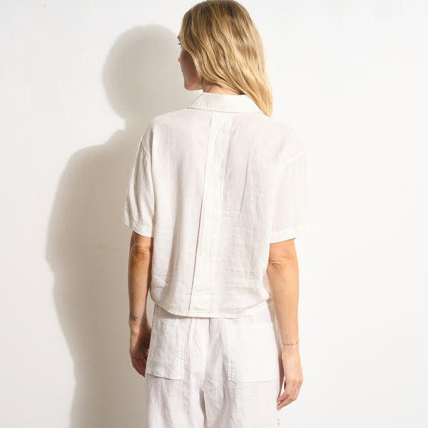 Womens Violet Short Sleeve Linen Shirt WWTP0019 Sail White