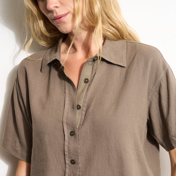Womens Violet Short Sleeve Linen Shirt WWTP0019 Sparrow