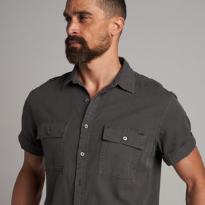 Mens Riley Heritage Twill Short Sleeve Shirt MWTP0004 Faded Black