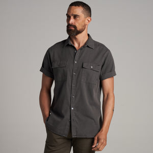 Mens Riley Heritage Twill Short Sleeve Shirt MWTP0004 Faded Black