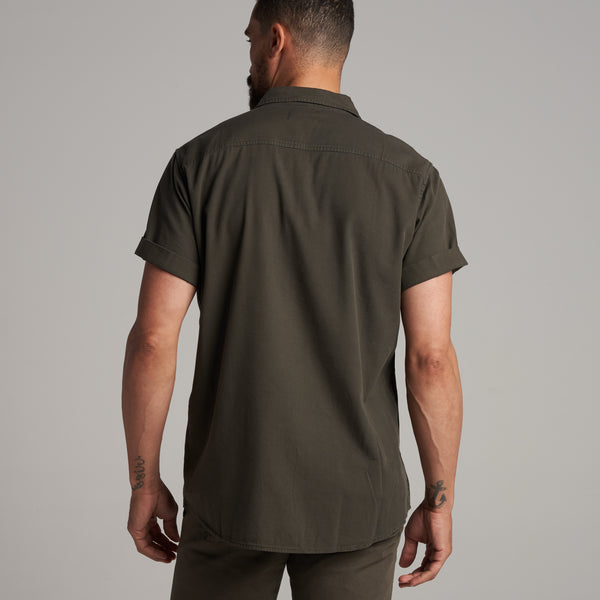 Mens Riley Heritage Twill Short Sleeve Shirt MWTP0004 Olive
