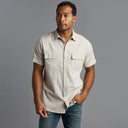 Mens Riley Heritage Twill Short Sleeve Shirt MWTP0004 Chalk