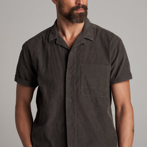 Mens Zion Corduroy Camp Shirt MWTP0018 Faded Black