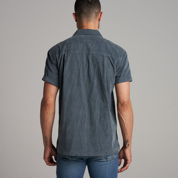 Mens Zion Corduroy Camp Shirt MWTP0018 Slate