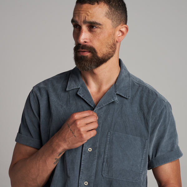 Mens Zion Corduroy Camp Shirt MWTP0018 Slate