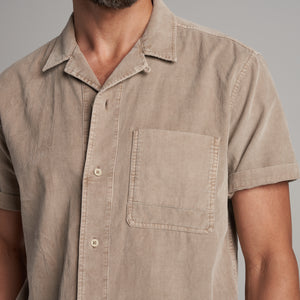 Mens Zion Corduroy Camp Shirt MWTP0018 Stone