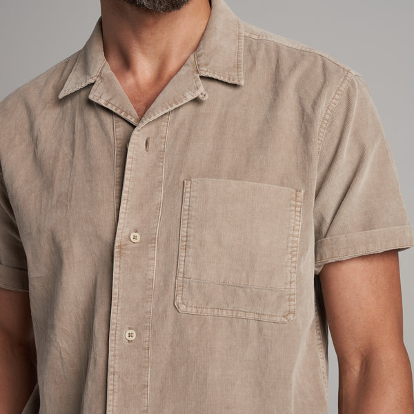 Mens Zion Corduroy Camp Shirt MWTP0018 Stone