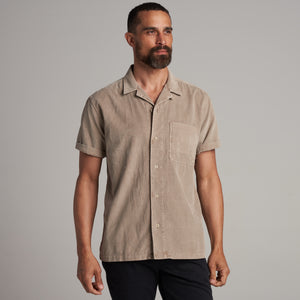 Mens Zion Corduroy Camp Shirt MWTP0018 Stone