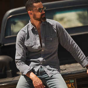 Mens Leeds Double Layer Cotton Gauze Shirt MWTP0010 Pacific