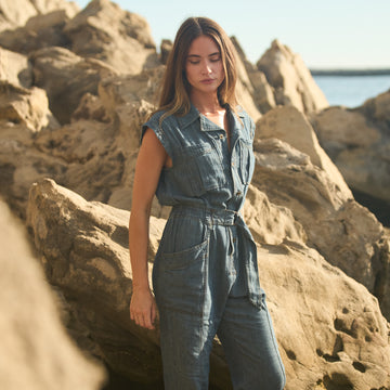 Womens Lincoln Japanese Fluid Denim Jumpsuit WWJR0003FD Washed Down Vintage