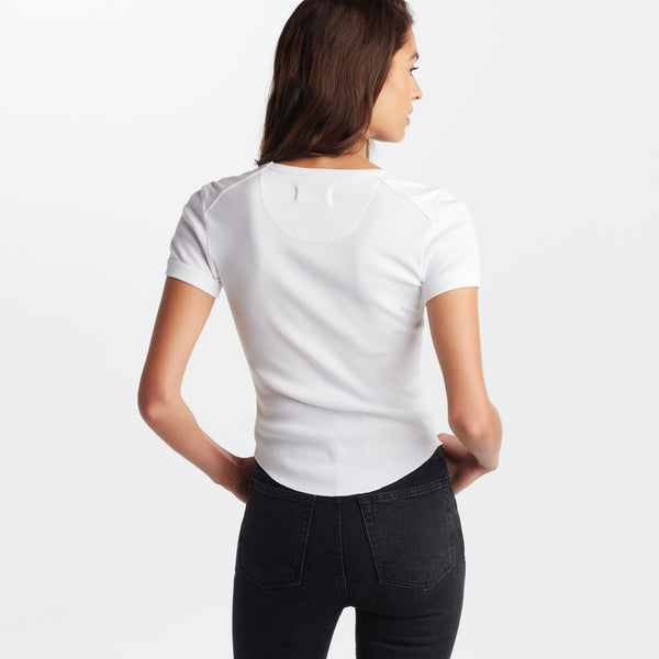 Womens Oslo Scoop Neck Ribbed Tee WKTP0006 White
