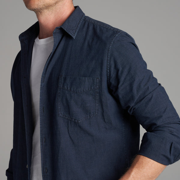 Mens Pecos Chambray Shirt MWTP0002 Overdyed Indigo