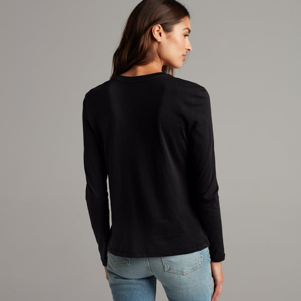 Womens Tyler Long Sleeve Crew Neck Tee WKTP0014 Black