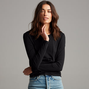 Womens Tyler Long Sleeve Crew Neck Tee WKTP0014 Black