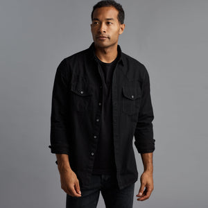 Mens Abilene Long Sleeve Denim Shirt MWTP0007 Overdyed Black