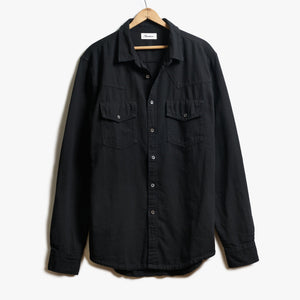 Mens Abilene Long Sleeve Denim Shirt MWTP0007 Overdyed Black