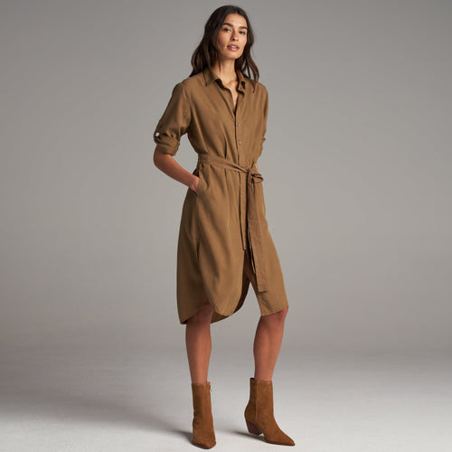 Womens Anna Shirt Dress WWDR0002 Umber