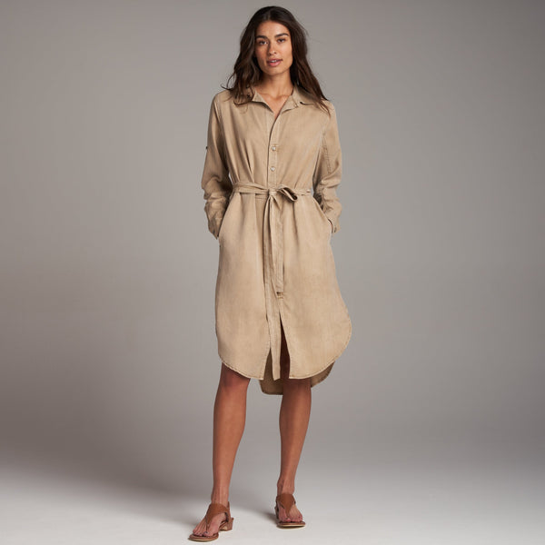 Womens Anna Shirt Dress WWDR0002 Stone
