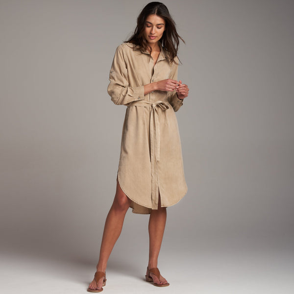 Womens Anna Shirt Dress WWDR0002 Stone