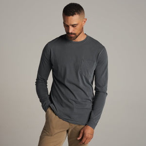 Mens Asher Long Sleeve Pocket Tee MKTP0003 Basalt