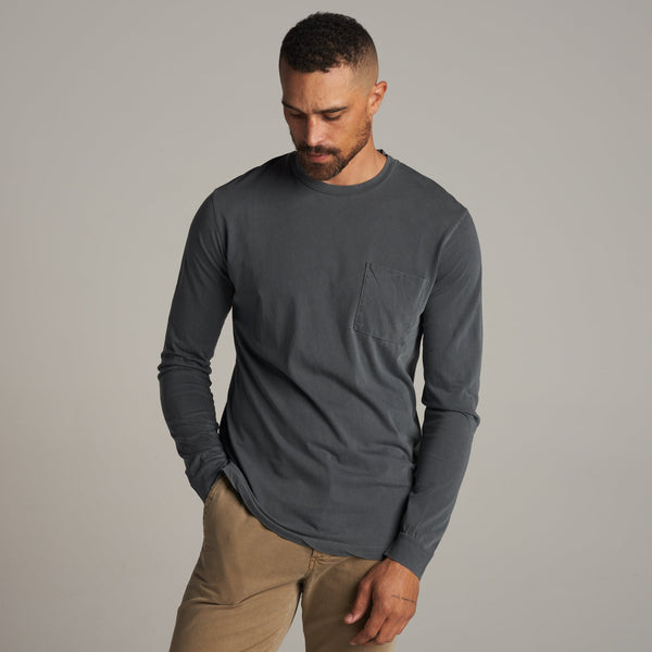 Mens Asher Long Sleeve Pocket Tee MKTP0003 Basalt