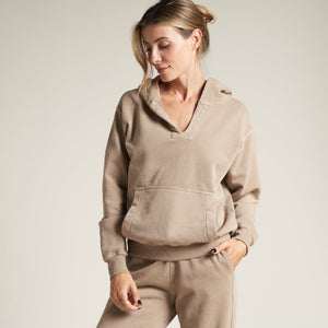 Womens Avery Classic Terry Hoodie WKLT0005 Stone