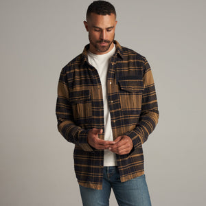 Mens Axel Flannel Shirt Jacket MWTP0012 Umber Plaid