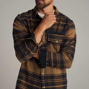 Mens Axel Flannel Shirt Jacket MWTP0012 Umber Plaid