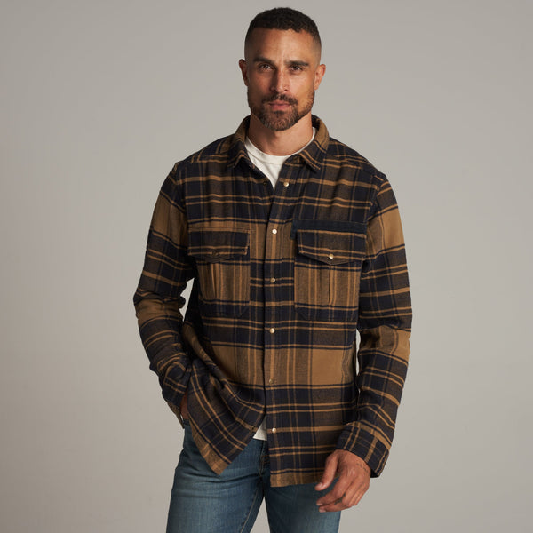Mens Axel Flannel Shirt Jacket MWTP0012 Umber Plaid