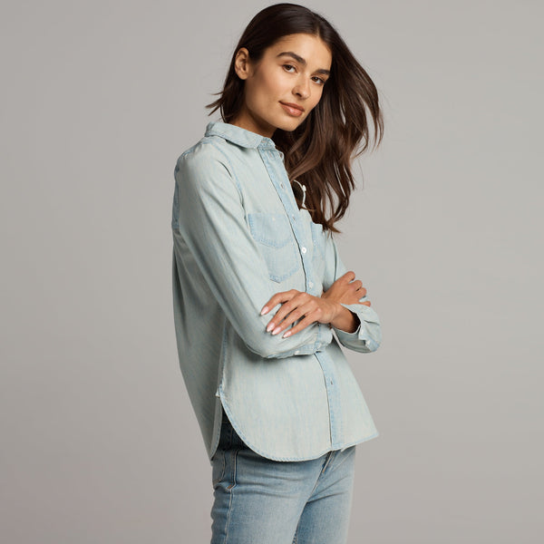 Womens Cheyenne Chambray Shirt WWTP0002 Washed Indigo