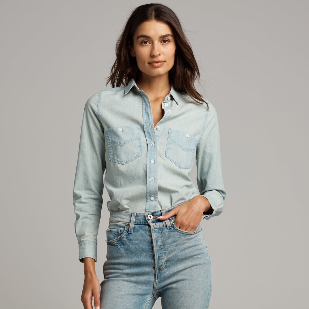 Womens Cheyenne Chambray Shirt WWTP0002 Washed Indigo