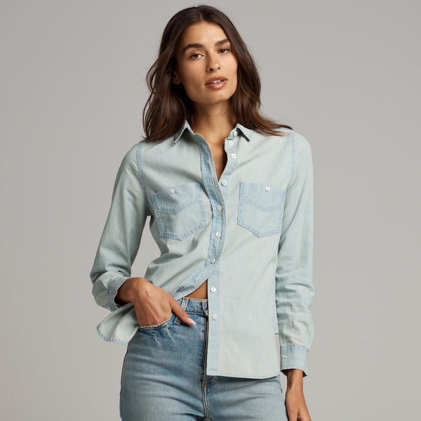 Womens Cheyenne Chambray Shirt WWTP0002 Washed Indigo