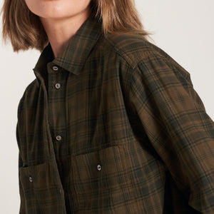 Womens Dallas Oversized Plaid Shirt WWPT0005 Uniform Green Plaid