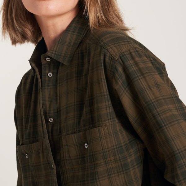 Womens Dallas Oversized Plaid Shirt WWPT0005 Uniform Green Plaid