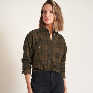 Womens Dallas Oversized Plaid Shirt WWPT0005 Uniform Green Plaid