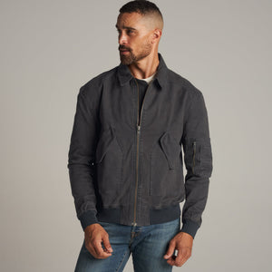 Mens Dillon Mid-Century Twill Bomber Jacket MWOW0004 Faded Black