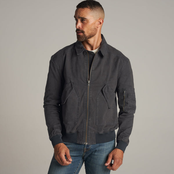 Mens Dillon Mid-Century Twill Bomber Jacket MWOW0004 Faded Black