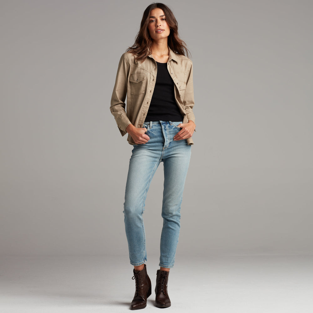 Womens Florence Western Heritage Twill Shirt WWTP0003 Stone