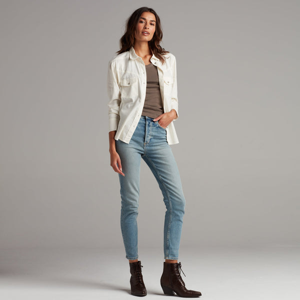 Womens Florence Western Heritage Twill Shirt WWTP0003 Vintage White