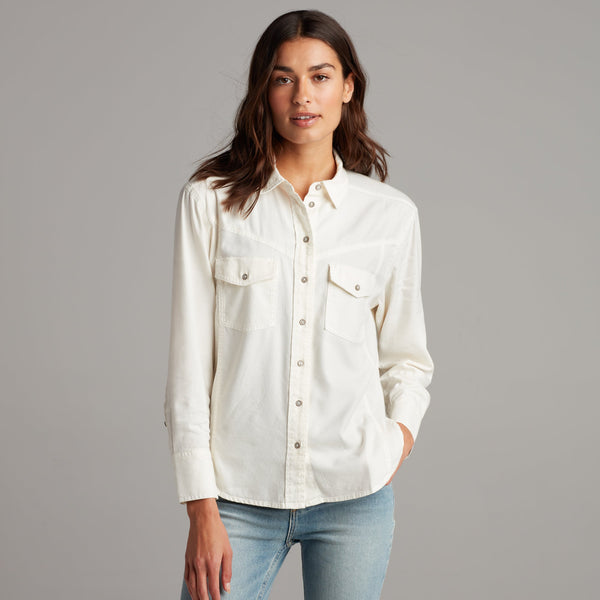 Womens Florence Western Heritage Twill Shirt WWTP0003 Vintage White
