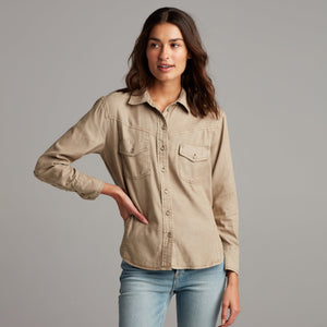 Womens Florence Western Heritage Twill Shirt WWTP0003 Stone