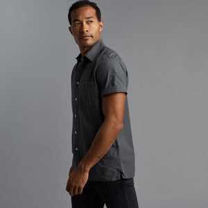 Mens Houston Short Sleeve Poplin Shirt MWTP0003 Faded Black