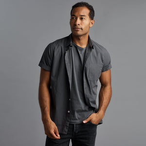 Mens Houston Short Sleeve Poplin Shirt MWTP0003 Faded Black