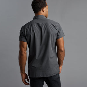 Mens Houston Short Sleeve Poplin Shirt MWTP0003 Faded Black