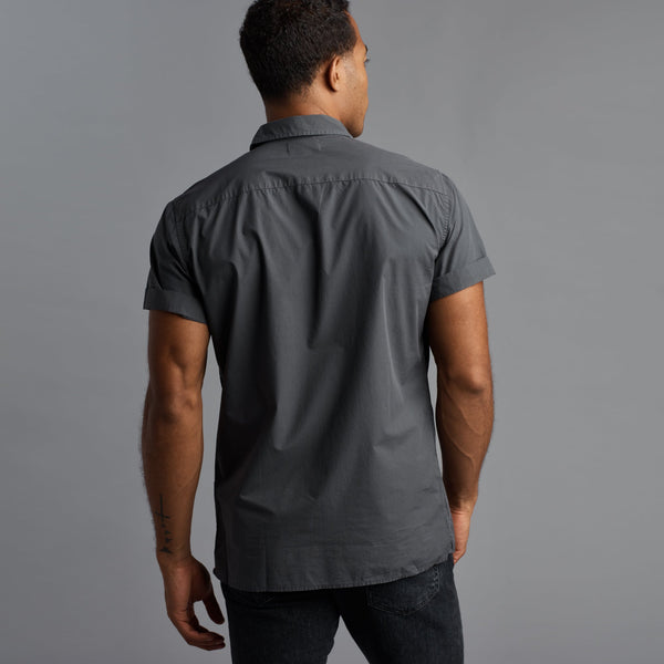 Mens Houston Short Sleeve Poplin Shirt MWTP0003 Faded Black
