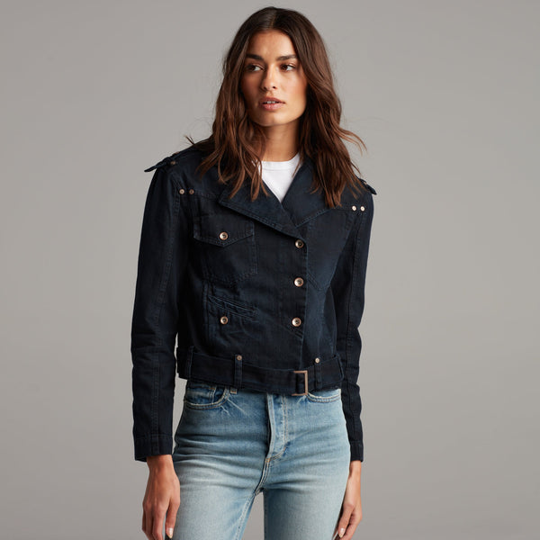Womens Jamie Cropped Denim Moto WWOW0002 Overdyed Black