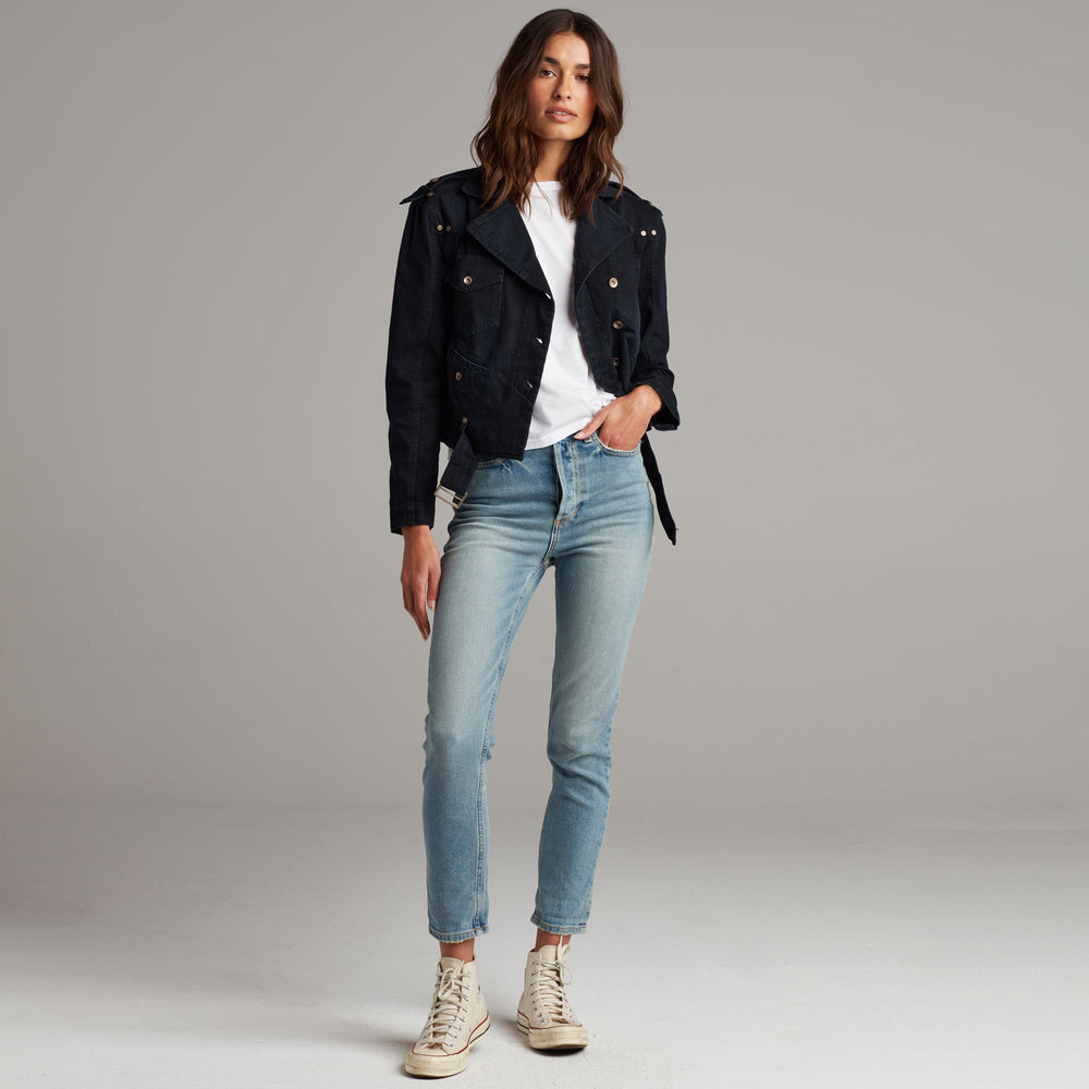 Womens Jamie Cropped Denim Moto WWOW0002 Overdyed Black