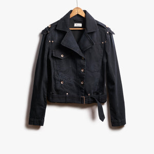 Womens Jamie Cropped Denim Moto WWOW0002 Overdyed Black